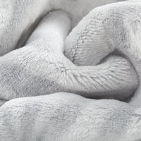 Back Printing Shaved Flannel Plush Blanket, checked Blanket for Bed or Sofa,  80" x 90", Grey