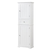 Tall Bathroom Storage Cabinet, Freestanding Storage Cabinet with Drawer and Adjustable Shelf, MDF Board with Painted Finish, White