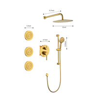 Shower System with Shower Head, Hand Shower, Slide Bar, Bodysprays, Shower Arm, Hose, Valve Trim, and Lever Handles