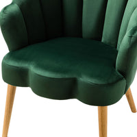 Flora Scalloped Velvet Arm Chair-GREEN