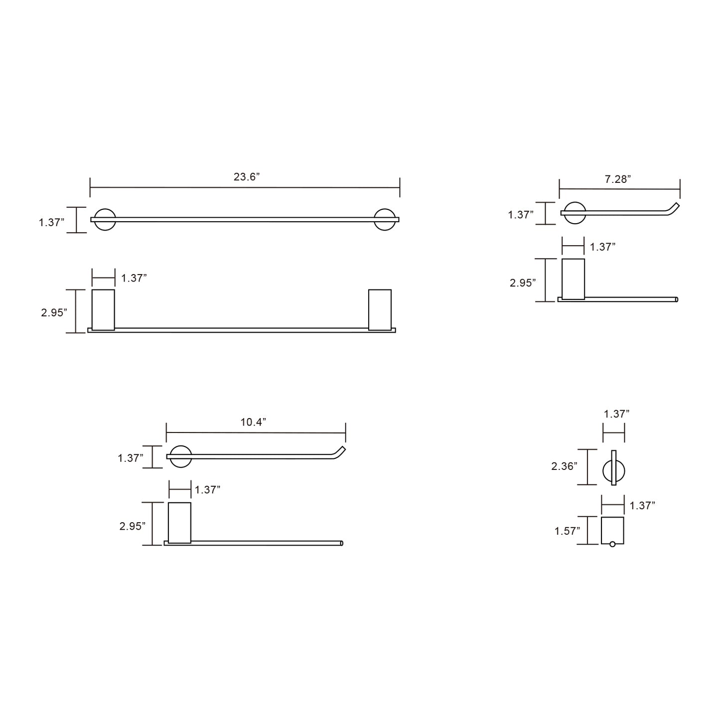 4 Piece Stainless Steel Bathroom Towel Rack Set Wall Mount