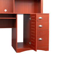 Home Office Computer Desk with Hutch,Teak