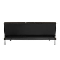 Sofa Bed with Armrest two holders  WOOD FRAME, STAINLESS LEG, FUTON BROWN  PVC,DARK BROWN