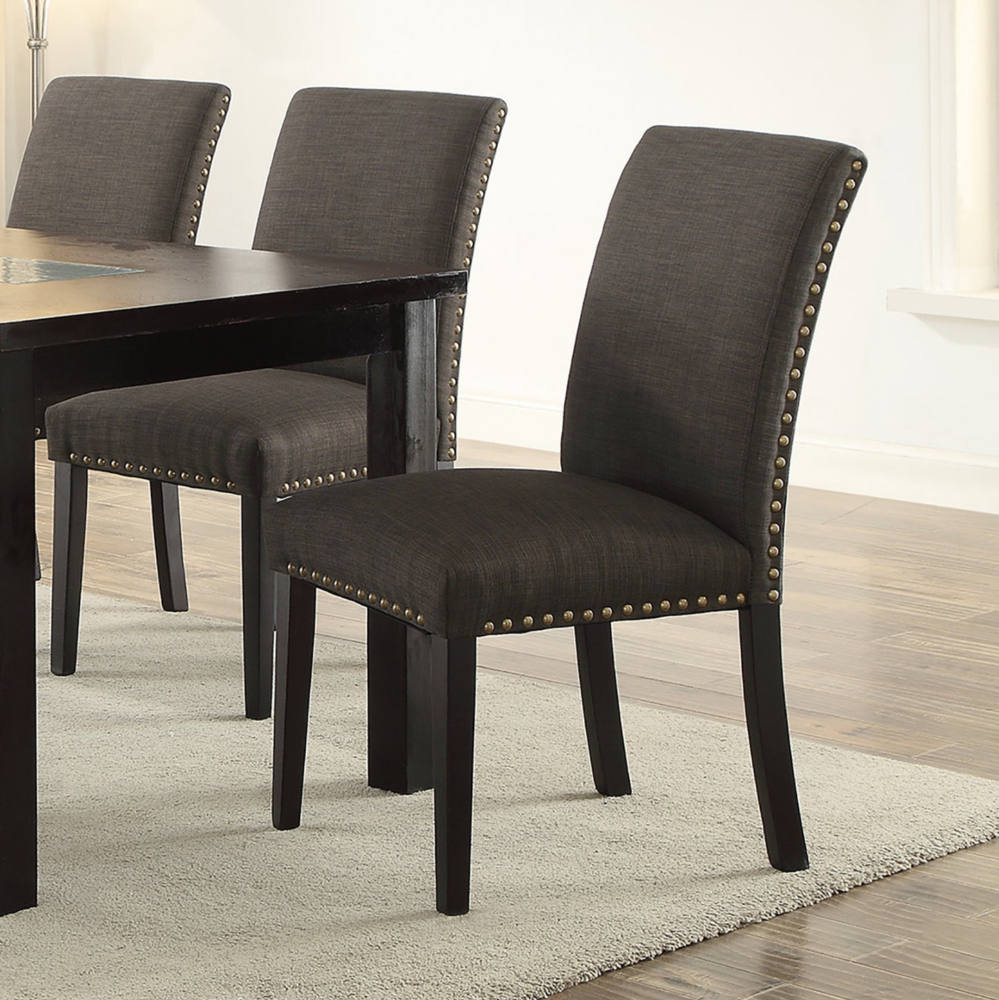 Ployfiber Upholstered Dining Chair, Ash Black(Set of 2)