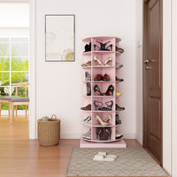 360 pink rotating shoe cabinet with 7 layers can accommodate up to 35 Paris shoes