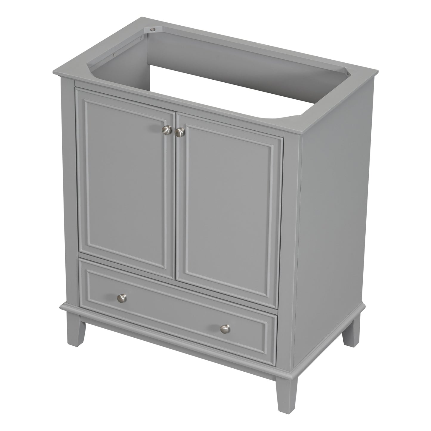 30" Bathroom Vanity without Sink, Base Only, Multi-functional Bathroom Cabinet with Doors and Drawer, Solid Frame and MDF Board, Grey