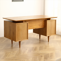 Oak Simple and Elegant Oak Writing Desk - Functional Office Desk with 57.08 Inches of Writing Space