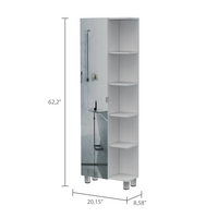 Urano Corner Linen Cabinet, Five External Shelves, Single Door, Four Interior Shelves -White