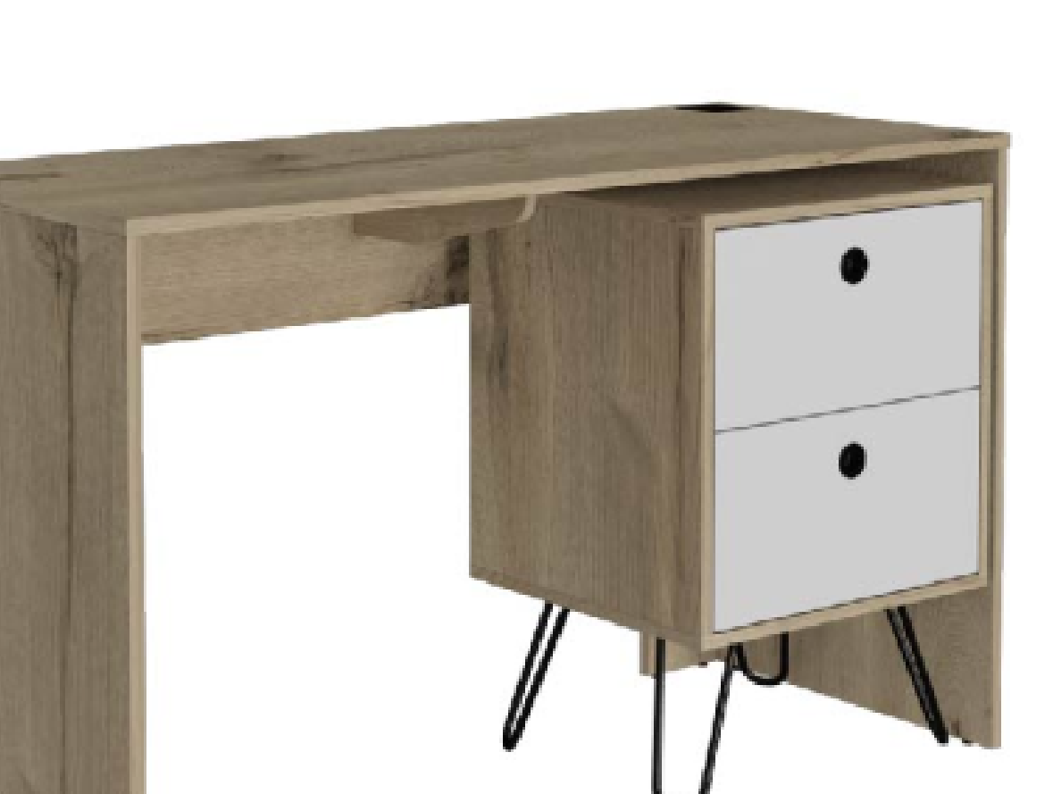 Sahara Office Set, Two Shelves, Two Drawers, Four Legs, Wall Cabinet, Single Door -Light Oak / White