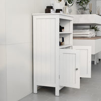 Bathroom Floor Cabinet Freestanding 2 Doors and 2 shelfs Wood Storage Organizer Cabinet for Bathroom and Living Room-White