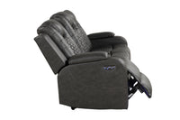 Benz LED & Power Recliner 3 PC Made With Faux Leather in Gray