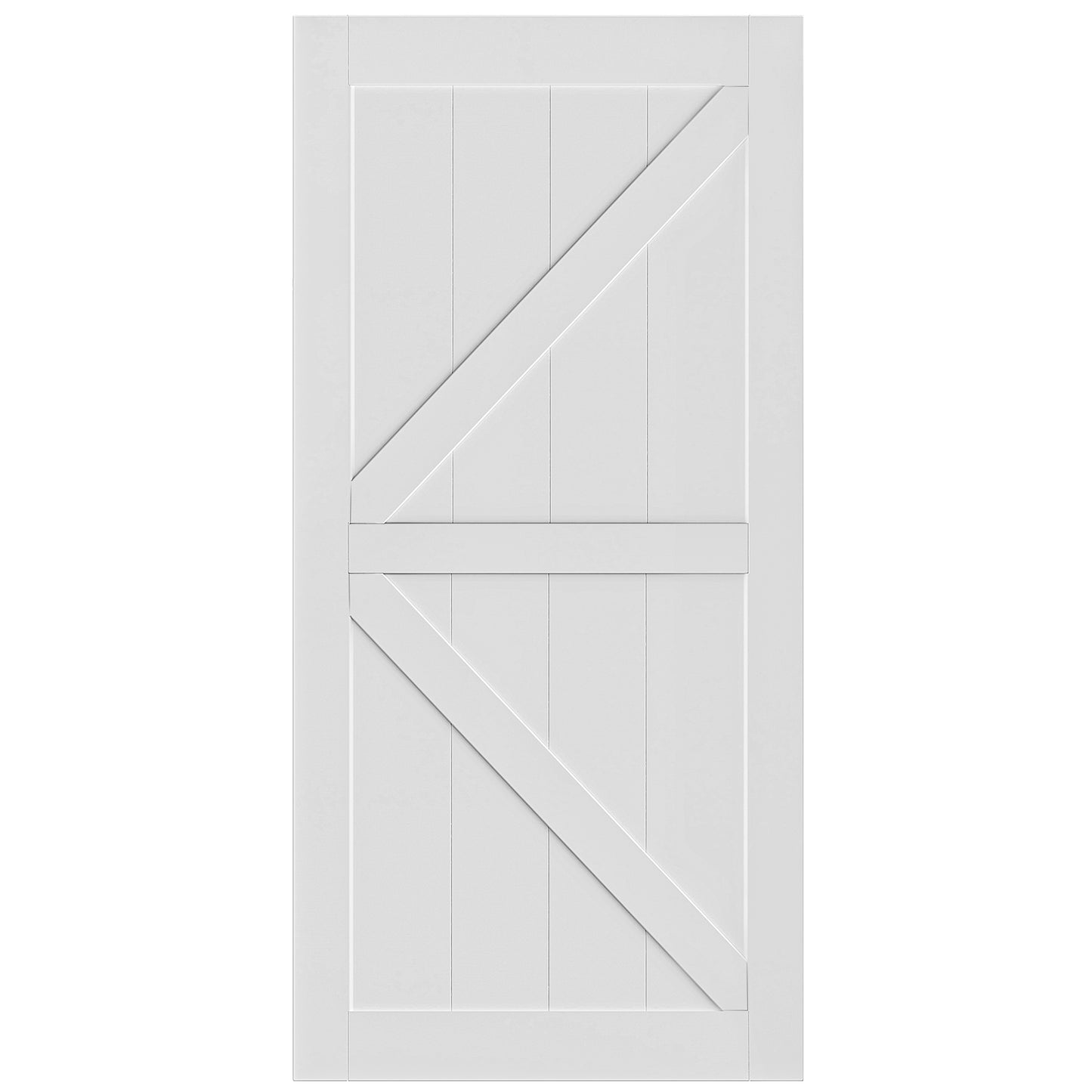 CRAZY ELF 24" x 84" "K" Style Wood Primed Standard Barn Door Slab, DIY Unfinished Solid Wood Paneled Door, Interior Single Door Slab, Pre-Drilled Ready to Assemble