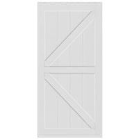 CRAZY ELF 24" x 84" "K" Style Wood Primed Standard Barn Door Slab, DIY Unfinished Solid Wood Paneled Door, Interior Single Door Slab, Pre-Drilled Ready to Assemble