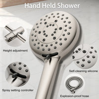 Shower System with Shower Head, Hand Shower, Slide Bar, Bodysprays, Shower Arm, Hose, Valve Trim, and Lever Handles