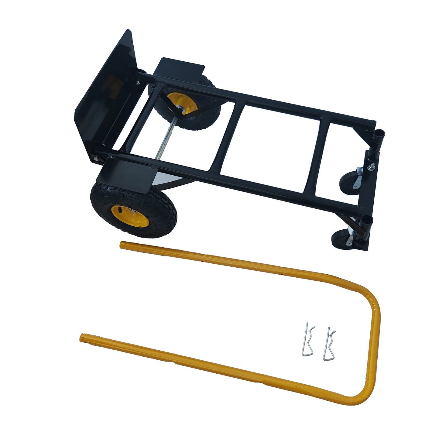 HT1002BK-YL   Hand Truck Dual Purpose 2 Wheel Dolly Cart and 4 Wheel Push Cart with Swivel Wheels 330 Lbs Capacity Heavy Duty Platform Cart for Moving/Warehouse/Garden/Grocery