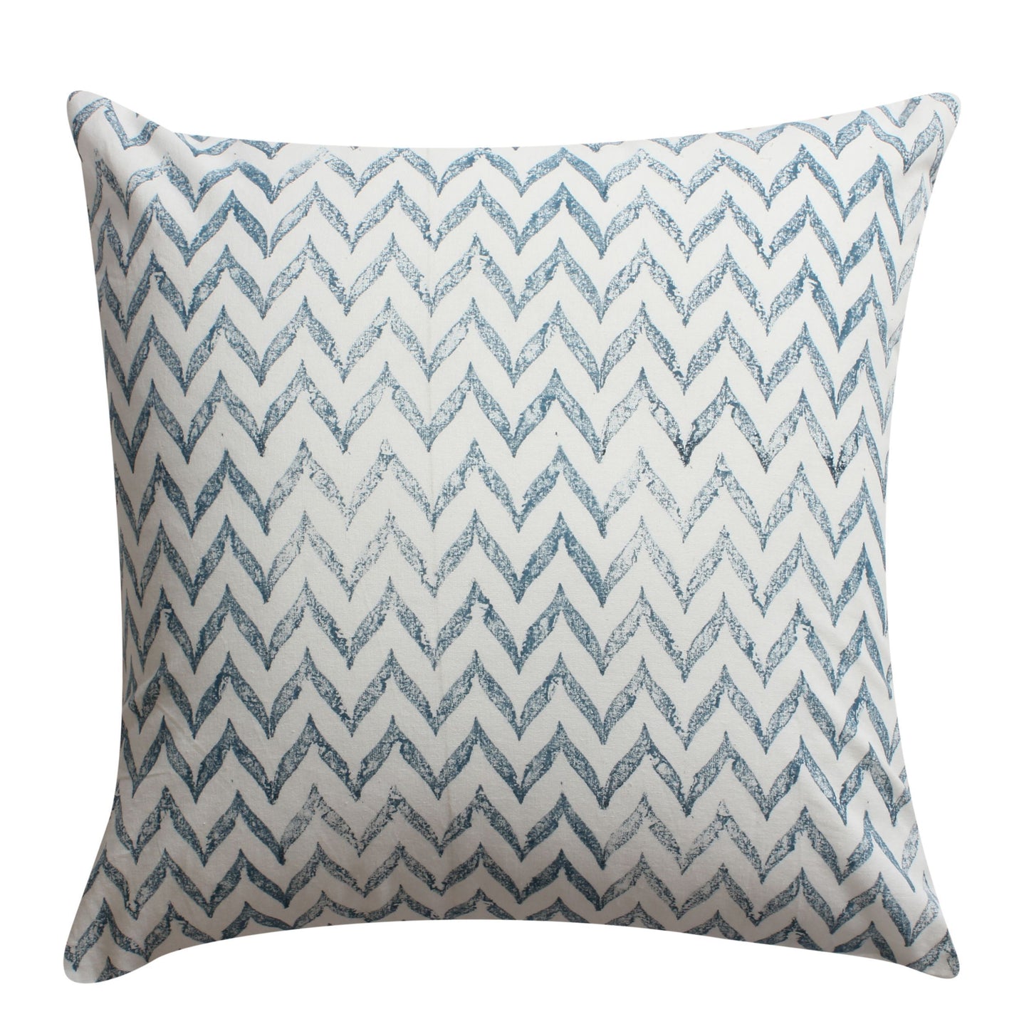 18 x 18 Square Cotton Accent Throw Pillow, Floral and Chevron Patterns, Set of 2, White, Blue