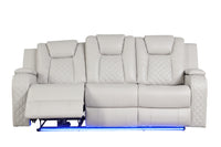 Benz LED & Power Recliner 3 PC Made With Faux Leather in Ice