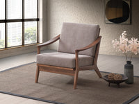 ACME Lide Accent Chair, Light Brown Fabric & Brown Finish AC02378