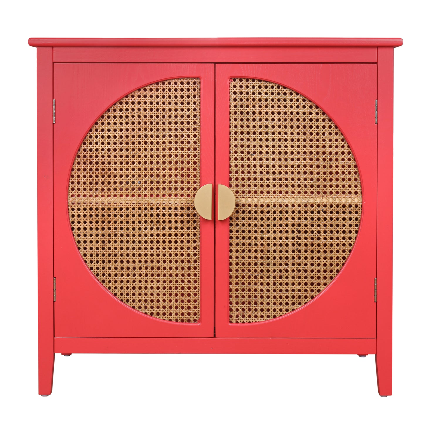 2 door cabinet with semicircular elements,natural rattan weaving,suitable for multiple scenes such as living room, bedroom, study room