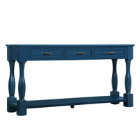 63inch Long Wood Console Table with 3 Drawers and 1 Bottom Shelf for Entryway Hallway Easy Assembly Extra-thick Sofa Table( Navy Blue)