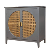 2 door cabinet with semicircular elements,natural rattan weaving,suitable for multiple scenes such as living room, bedroom, study room