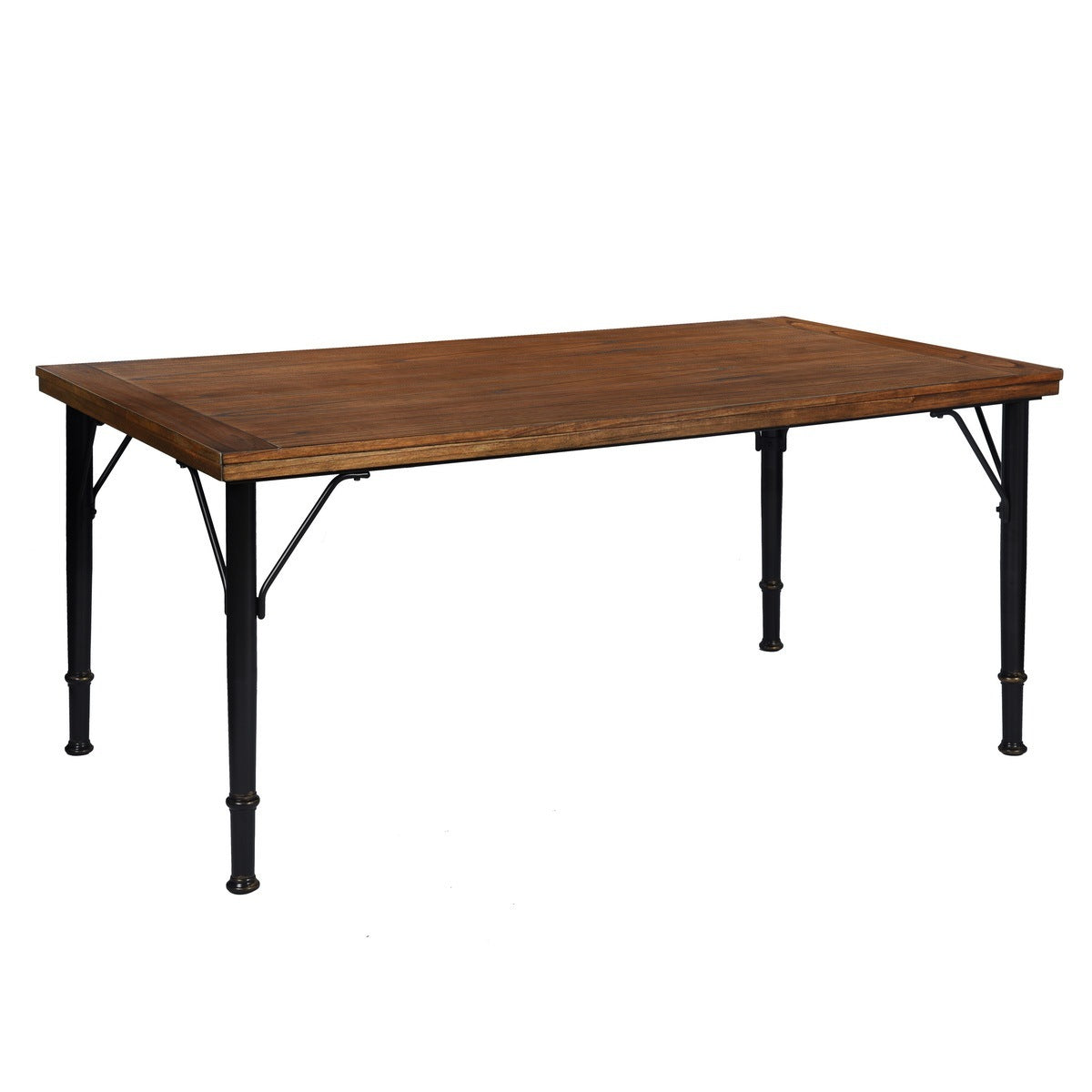 70.1" Solid wood veneered dining table, Rustic Brown & Black