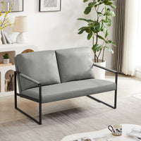 Lounge, living room, office or the reception area PVC leather accent arm chair with Extra thick padded backrest and seat cushion sofa chairs,Non-slip adsorption feet,sturdy metal frame,Gray