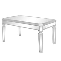 ON-TREND Contemporary Mirrored 3-Piece Coffee table and End Tables Set, Easy Assembly Cocktail Table with Adjustable Height Legs, Moderate Luxury Center Table for Living Room, Silver