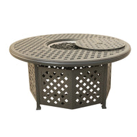 5 Piece Aluminum Chat high Fire Pit Set, 4 Club Motion Chairs with Round Firepit Table, Sand Dollar