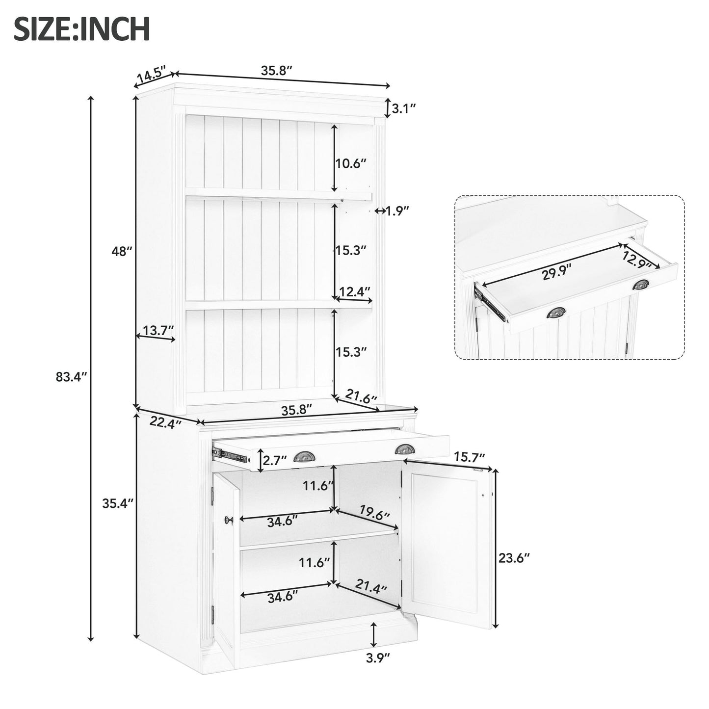 83.4"Tall Bookshelf with LED Lighting, Modern Bookcase with 2 Doors and 1 Drawer,Storage Bookcase with Open Shelves for Living Room,Bedroom,Home Office,White