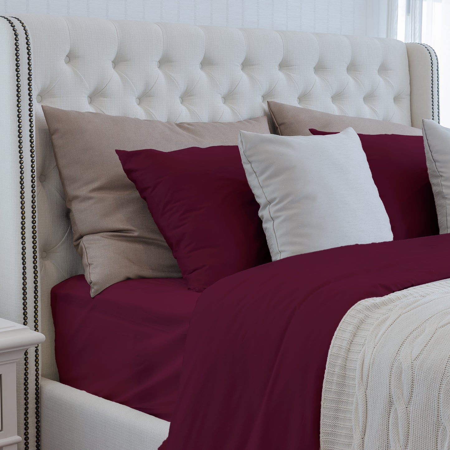 Luxurious Viscose from 100% Bamboo 2-Piece Pillowcase Set , Oeko-TEX Certified, Queen - Merlot