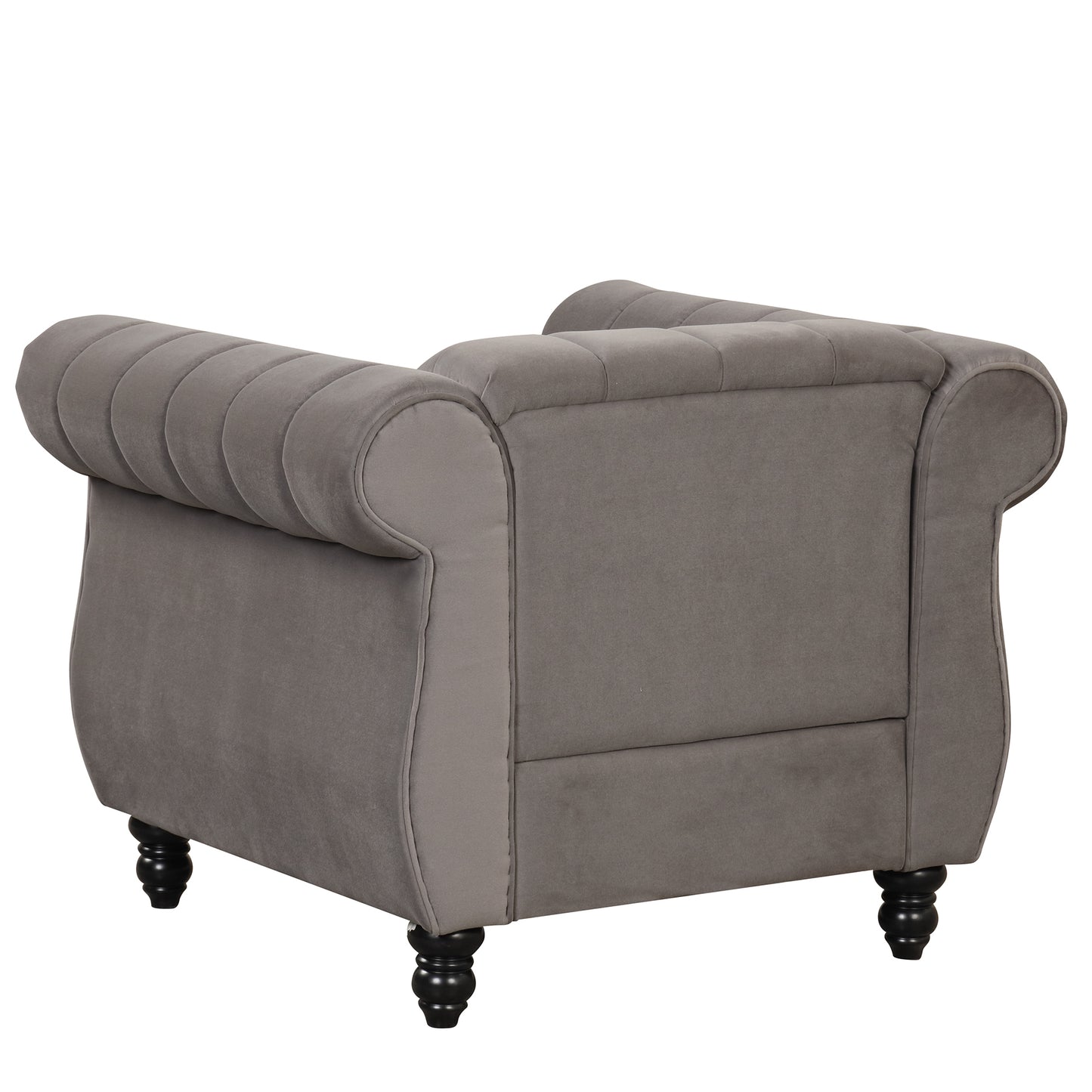 39" Modern Sofa Dutch Fluff Upholstered sofa with solid wood legs, buttoned tufted backrest,gray