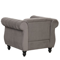 39" Modern Sofa Dutch Fluff Upholstered sofa with solid wood legs, buttoned tufted backrest,gray