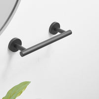 Single Post Wall Mounted Towel Bar Toilet Paper Holder in Matte Black