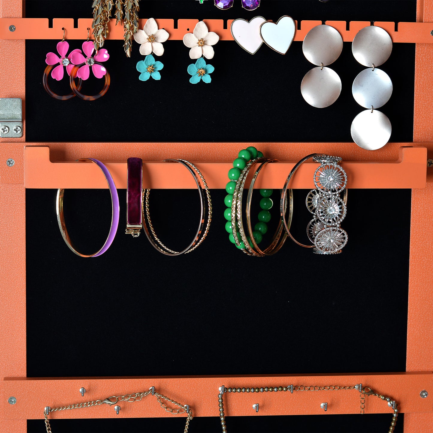 Fashion Simple Jewelry Storage Mirror Cabinet With LED Lights Can Be Hung On The Door Or Wall