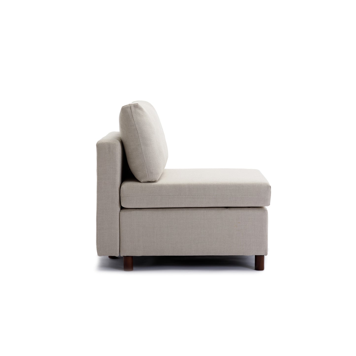 Single Seat Module Sofa Sectional Couch With Armrest With 1 Ottoman,Cushion Covers Non-removable and Non-Washable,Cream