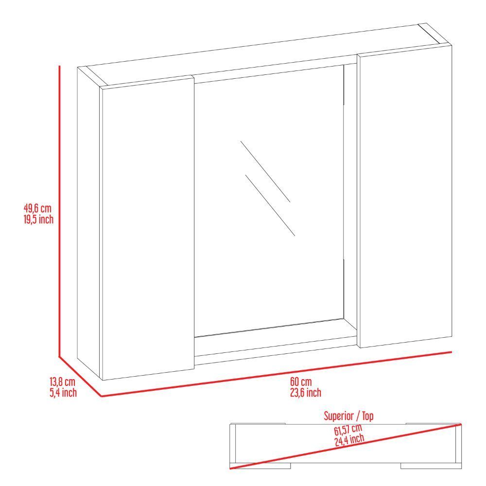 Artemisa Medicine Cabinet, Double Door, Mirror, One External Shelf  -White