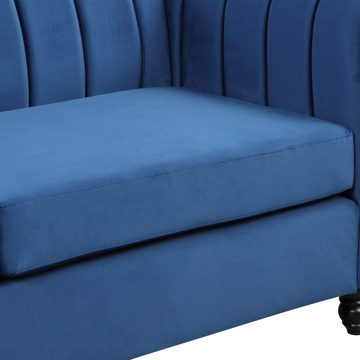 51" Modern Sofa Dutch Fluff Upholstered sofa with solid wood legs, buttoned tufted backrest,blue