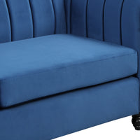 39" Modern Sofa Dutch Fluff Upholstered sofa with solid wood legs, buttoned tufted backrest,blue