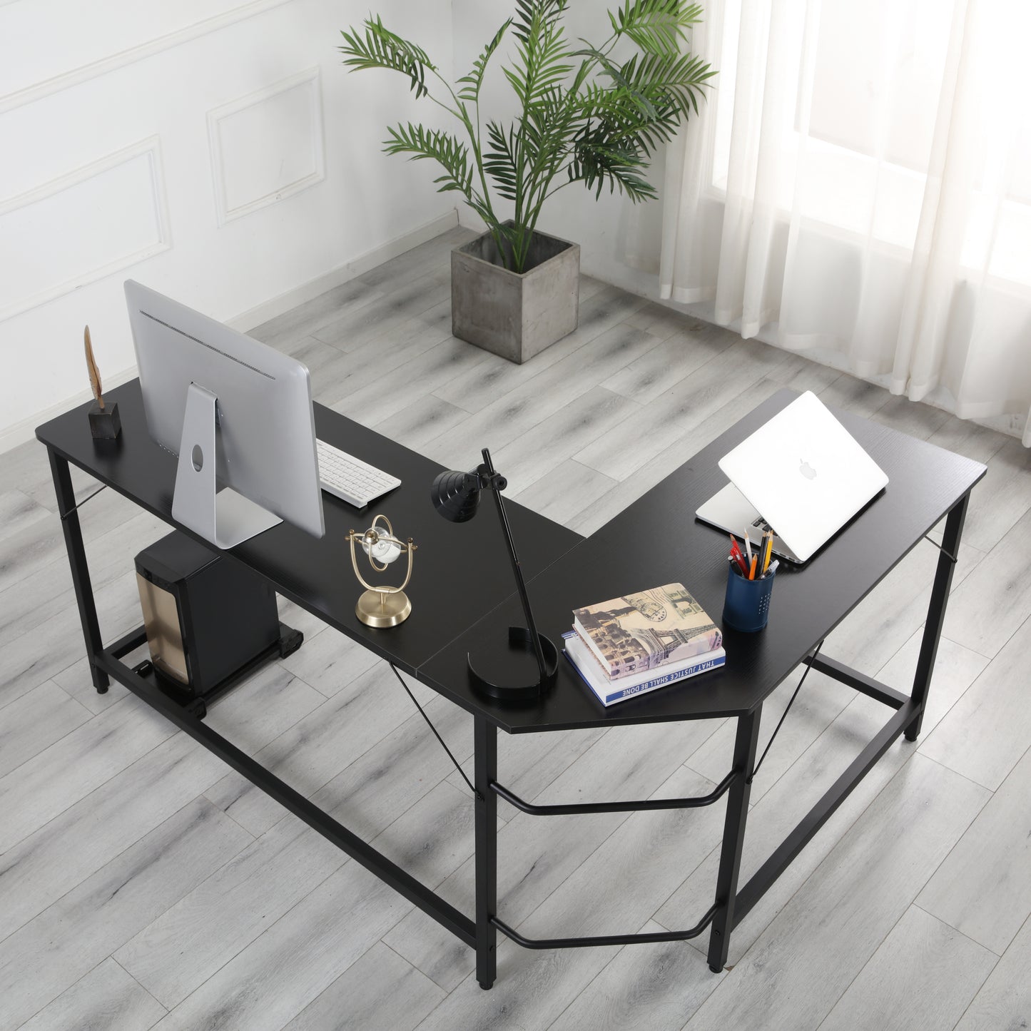 High quality safe and environmentally friendly office home school Black L-shaped corner desk