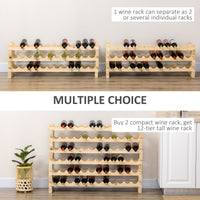 HOMCOM Stackable Wine Rack, Modular Storage Shelves, 72-Bottle Holder, Freestanding Display Rack for Kitchen, Pantry, Cellar, Natural