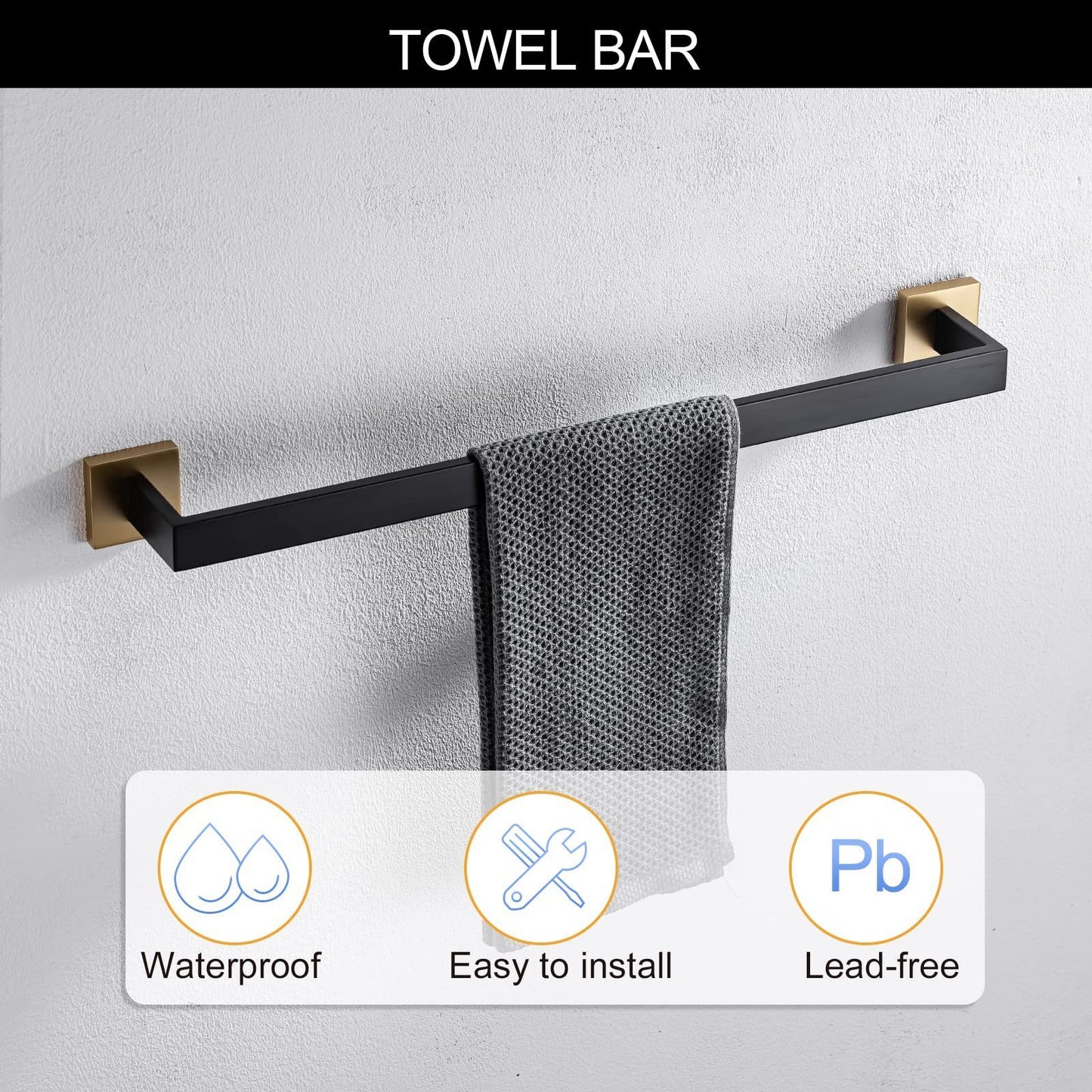 5 Pieces Bathroom Hardware Accessories Set Towel Bar Set Wall Mounted,Stainless Steel