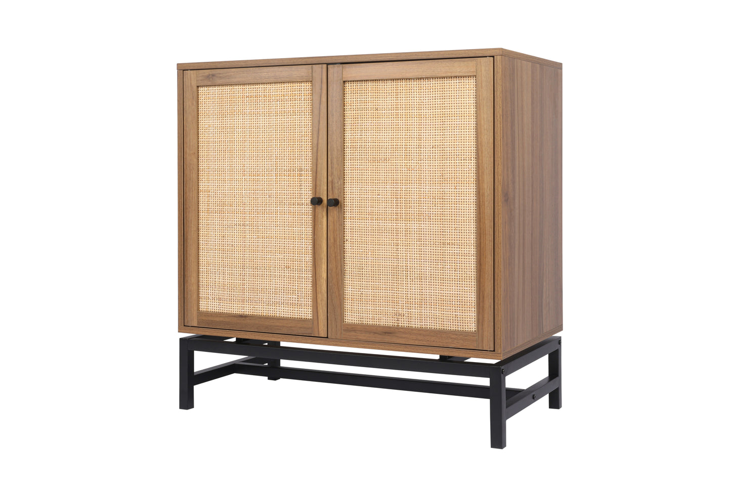 Natural rattan, 2 door cabinet, with 1 Adjustable Inner Shelves, rattan, Accent Storage Cabinet, Set of 2