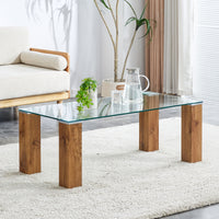 Glass-Top Coffee Table,tea table, with MDF Legs - Stylish Blend of Elegance and Durability 44.9"*21.7"*16.9"