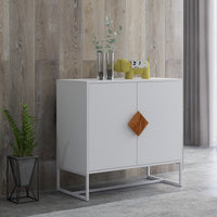 Solid wood square shape handle 2 doors sideboard