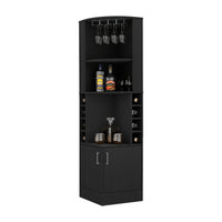 Bar Cabinet Papprika, 8 Wine Cubbies, Double Door, Black Wengue Finish