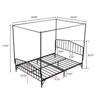 Detachable Queen Anti-Noise Metal Canopy Bed