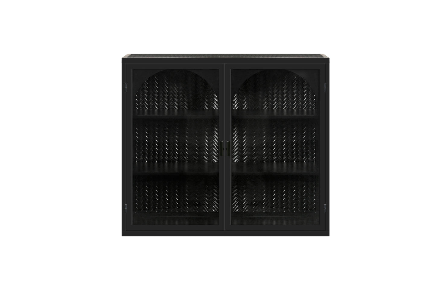 27.56"Glass Doors Modern Two-door Wall Cabinet with Featuring Three-tier Storage for Entryway Living Room Bathroom Dining Room,Wall Cabinet with Characteristic Woven Pattern,Black