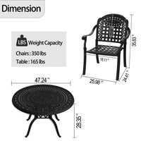 7-Piece Set Of Cast Aluminum Patio Furniture  With Black Frame and  Seat Cushions In Random Colors