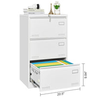 Filing Cabinet Lateral File Cabinet 3 Drawer, White Filing Cabinets with Lock, Locking Metal File Cabinets Three Drawer Office Cabinet for Legal/Letter/A4/F4 Home Offic